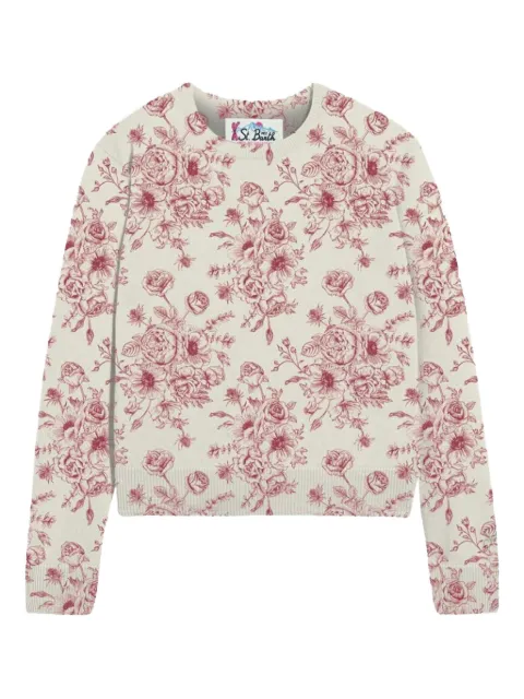MC2 Saint Barth floral-print crew-neck sweater White QUE002800533G