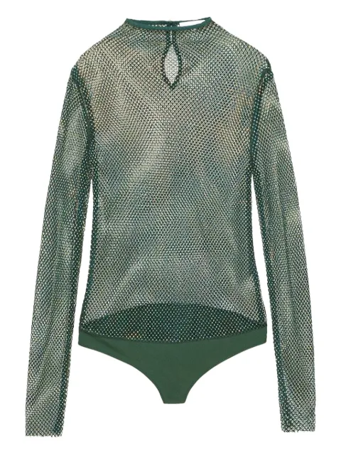Patrizia Pepe rhinestone-embellished mesh bodysuit Green 8M1587A9U8G570