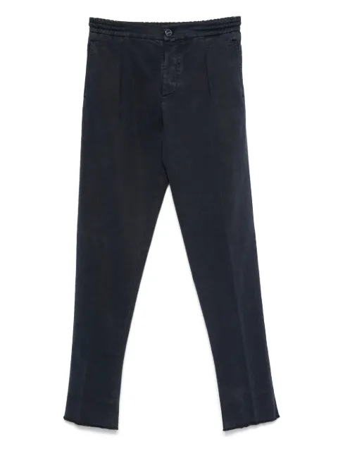 Kiton pleated frayed trousers Blue UP1LACK0106H02000