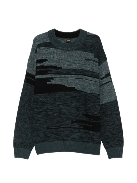 BOSS intarsia-knit crew-neck sweater Blue 50497590