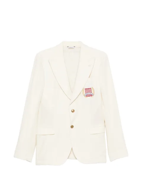 Manuel Ritz logo-embroidered peak-lapel jacket Neutrals 3432G2748YR233318PANNA