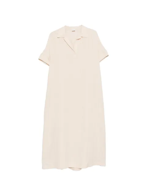 Eleventy spread-collar short-sleeve dress Neutrals I80ABII10TES0I139