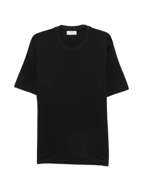 YES LONDON short-sleeve perforated-trim T-shirt Black XM4106