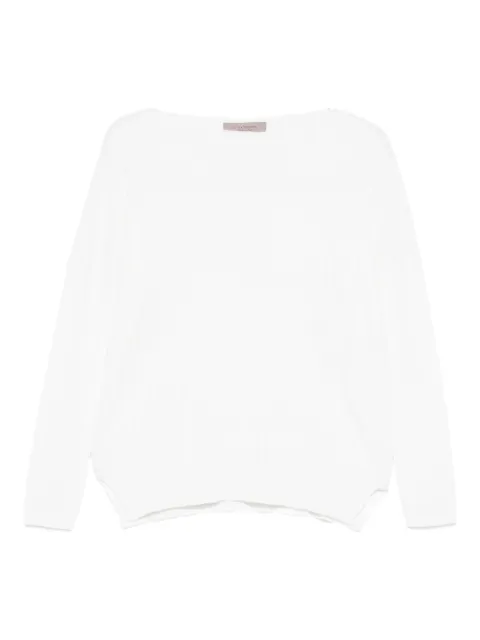 D.Exterior boat-neck sweater White 594073LATT