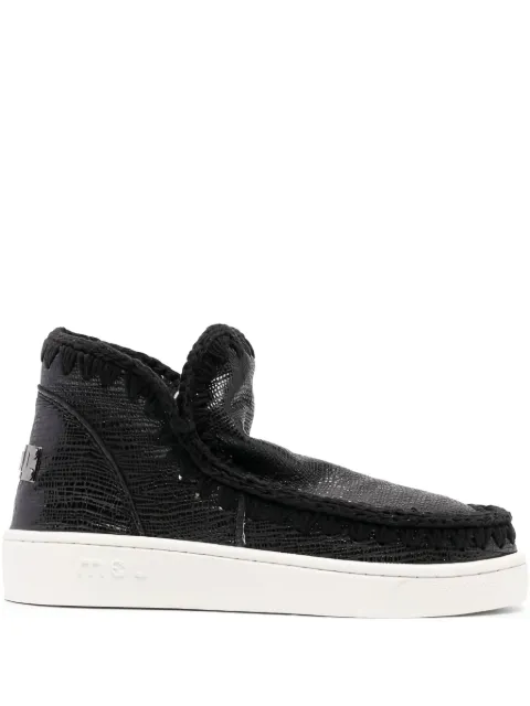 Mou grained-leather whipstitch sneakers Black SW211033R