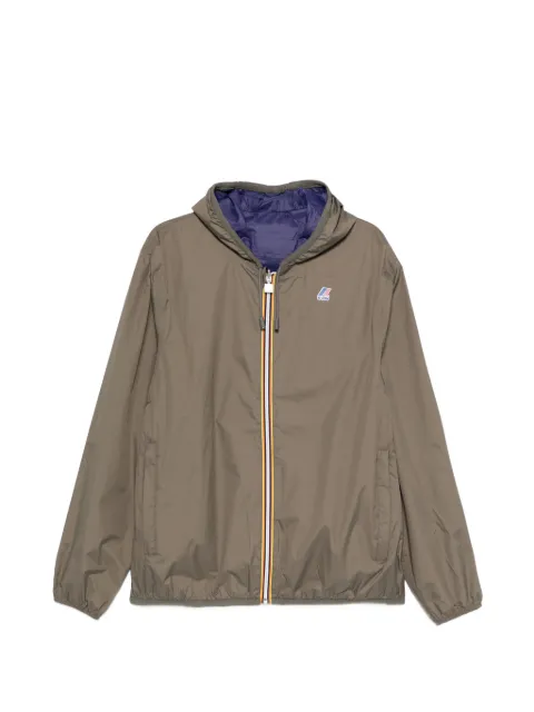 K-Way logo-patch hooded jacket Brown K002XP0A37