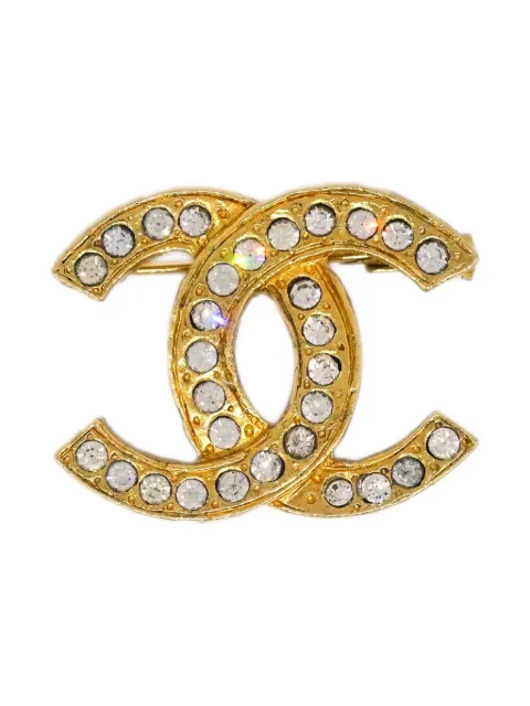 CHANEL Pre-Owned 1990-2000s CC Crystal brooch Gold B185894