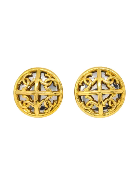 CHANEL Pre-Owned 1993 Button clip-on earrings Gold ER185873