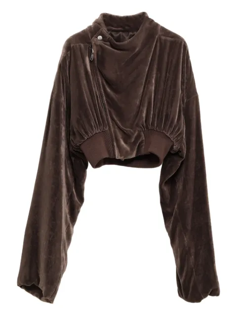 Rick Owens velvet zip-front cropped jacket Brown RP02E4740V