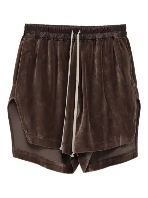 Rick Owens velvet side-split shorts Brown RP02E4380V