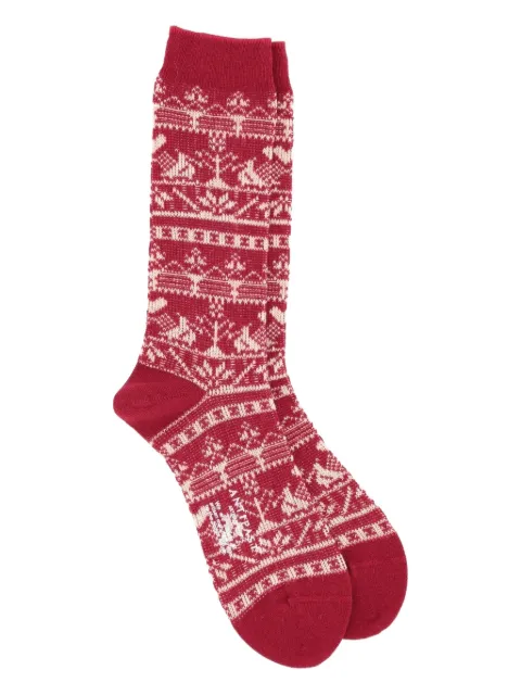 Antipast fair isle-knit socks Red AM794