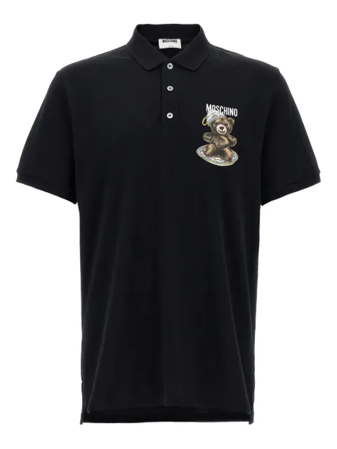 Moschino Teddy-print piqué polo shirt Black V16085242