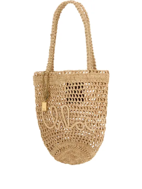 Chloé small Summer Banana raffia tote bag Neutrals CH25AS903P08