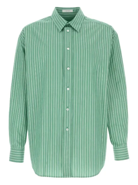 The Row striped cotton shirt Green 970W3843