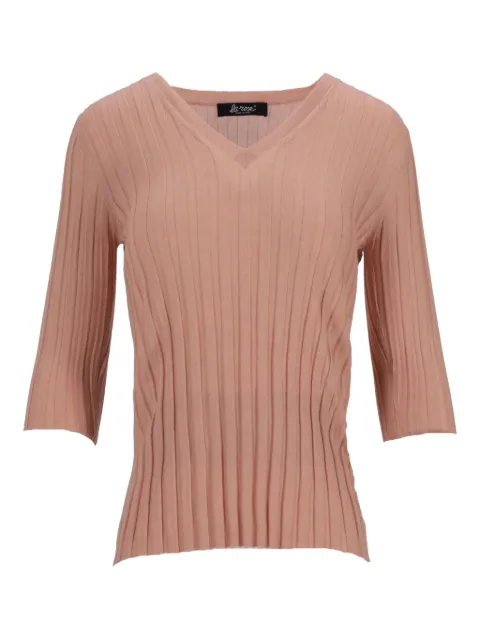 LA ROSE V-neck ribbed sweater Pink MG305