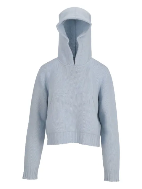 Palm Angels pouch-pocket knitted hoodie Blue PWHU012S25KNI001