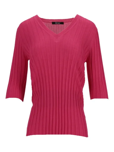 LA ROSE V-neck ribbed sweater Pink MG305
