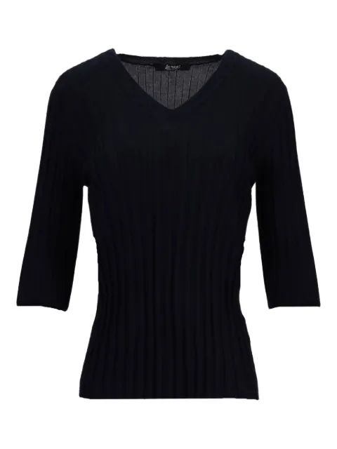 LA ROSE V-neck ribbed top Blue MG305