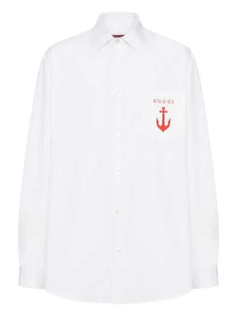 Gucci anchor-embroidered cotton shirt White 833294Z7AUX