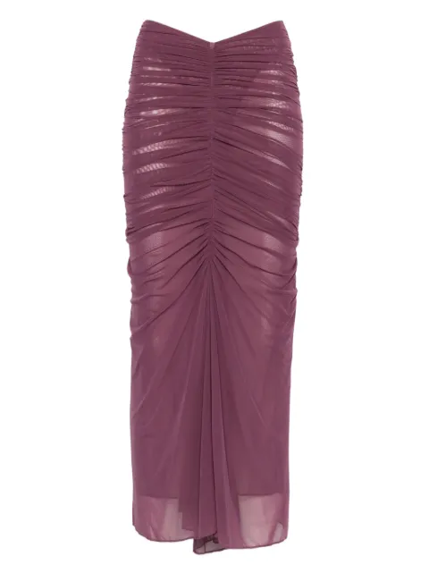 Mugler ruched mesh maxi skirt Purple 25F3JU0560595