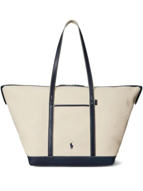 Polo Ralph Lauren Bellport leather-trimmed canvas tote bag Neutrals 428973072002