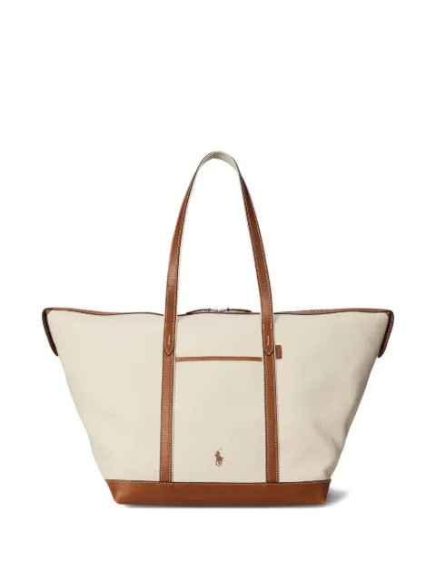 Polo Ralph Lauren Bellport leather-trimmed canvas tote bag Neutrals 428973072001