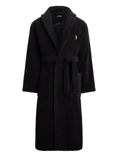 Polo Ralph Lauren embroidered-bear towelling robe Black 714966109002