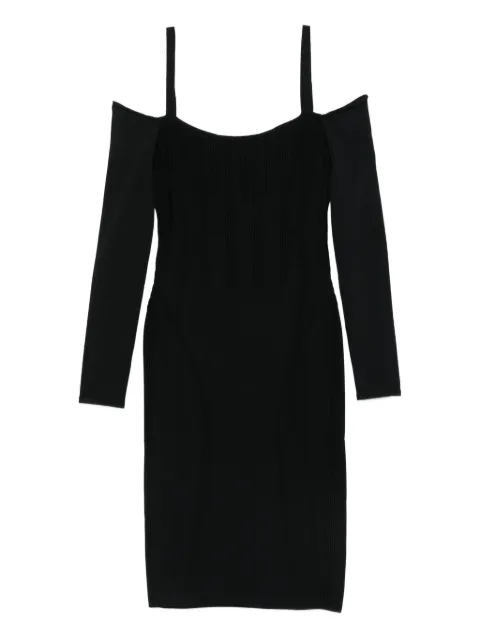 Mugler ribbed off-shoulder mini dress Black 25F2RO17251133