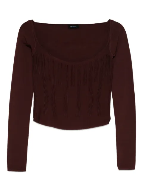 Mugler square-neck ribbed top Red 25F2TO07881133