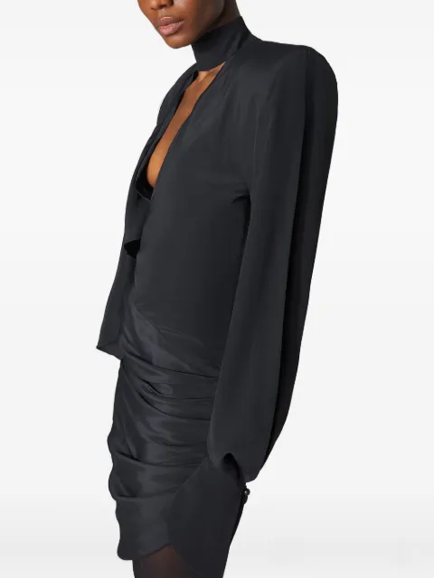 Mugler padded-shoulder high-neck mini dress Black 25F1RO1759385