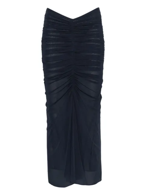 Mugler ruched mesh midi skirt Blue 25F3JU0560595