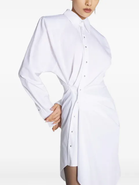 Mugler padded-shoulder asymmetrical shirt dress White 25F1RO1791299
