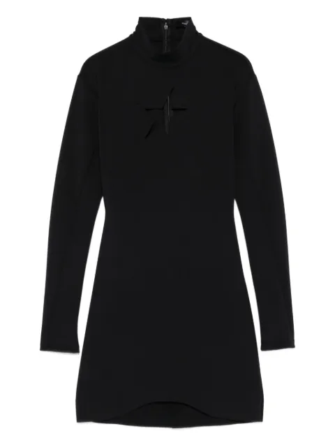 Mugler keyhole-neck long-sleeve dress Black 25F3RO1782859