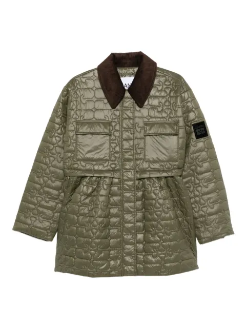 GANNI corduroy collar quilted jacket Green W0965