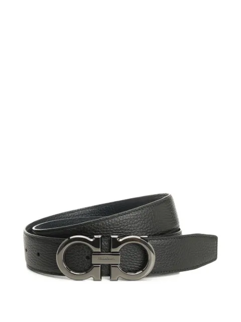 Ferragamo Gancini-buckle leather belt Black 679710