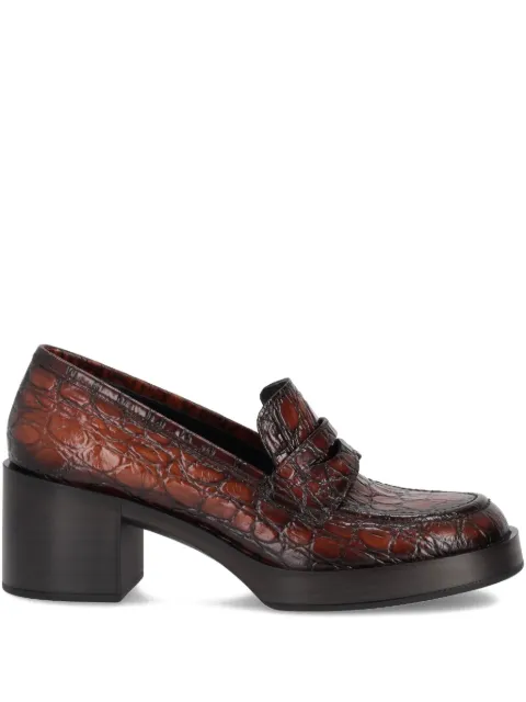 LA ROSE Cristin crocodile-embossed loafers Brown 11069012