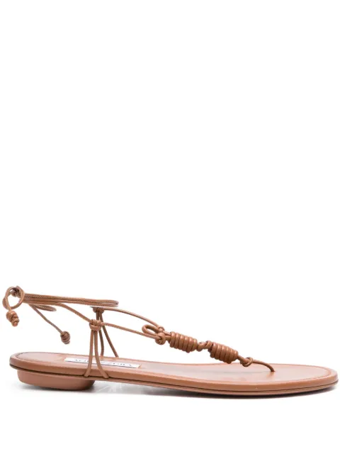 Aquazzura Oaxaca knotted leather flat sandals Brown OXCFLAS0NAPMLE