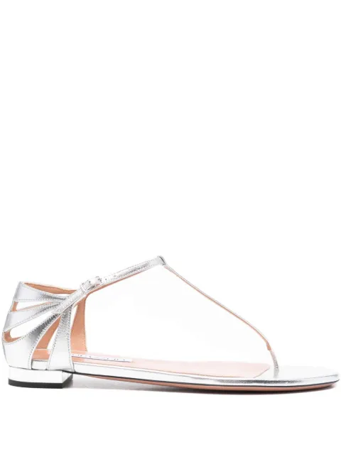 Aquazzura Frida leather T-bar flat sandals Silver FDAFLAS0NPLCCC