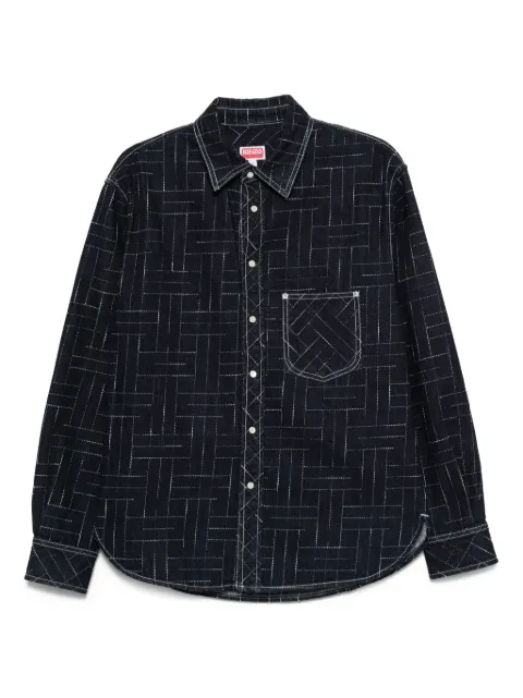 Kenzo geometric-pattern cotton shirt Blue FF65DC4226V1