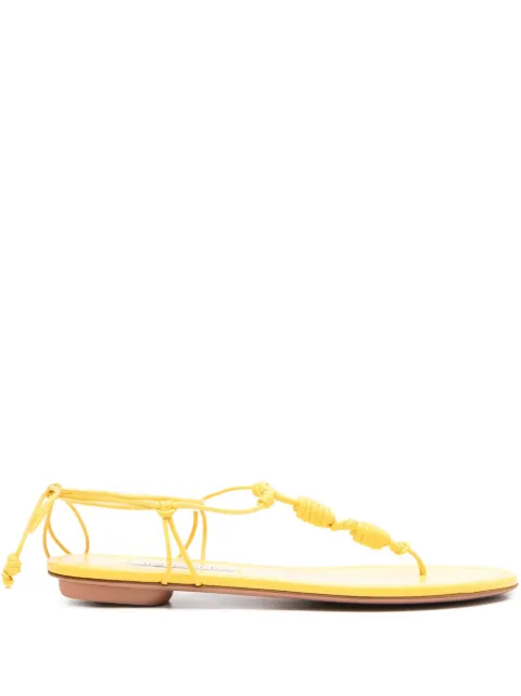 Aquazzura Oaxaca knotted leather flat sandals Yellow OXCFLAS0NAPLMD