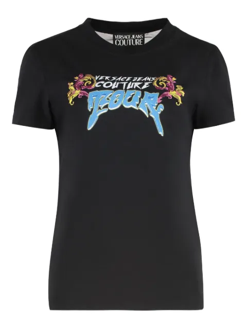 Versace Jeans Couture logo-print mesh-panel t-shirt Black 78HAH606J0035