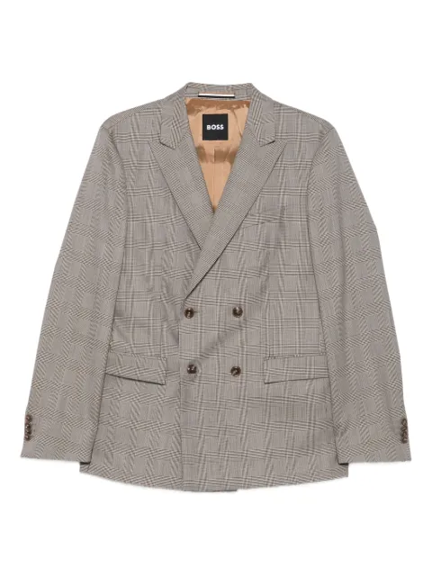 BOSS double-breasted checked suit Neutrals 50546106