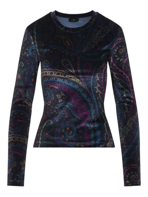 ETRO paisley-print velvet T-shirt Black WRJB002699IAS53