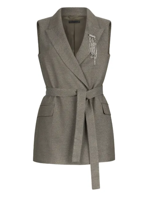 LIU JO chevron brooch waistcoat Green CF5259T054A