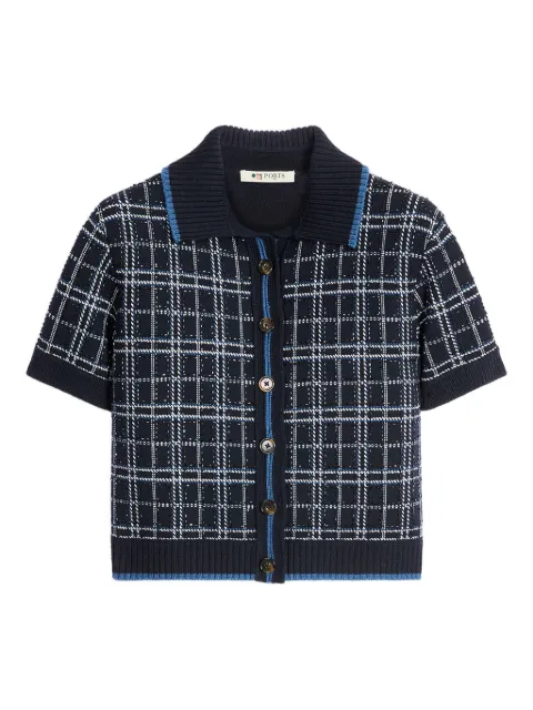 Ports 1961 check-pattern short-sleeve top Blue PW325KFP01WKF016