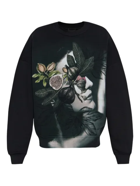 Emporio Armani fig-print crew-neck sweatshirt Black EM003608AF19417