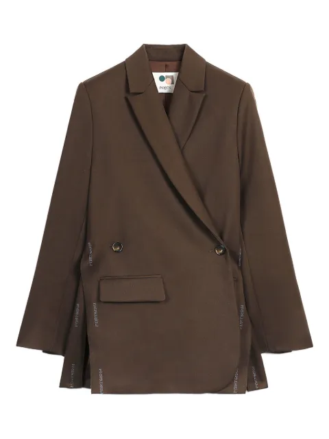 Ports 1961 wrap-front logo-detail blazer Brown PW325BDB03WWW027