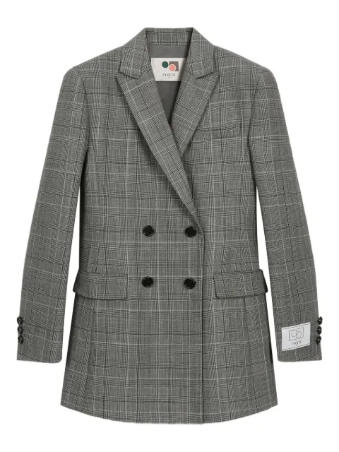 Ports 1961 double-breasted checked blazer Grey PW325BDB08WFW030