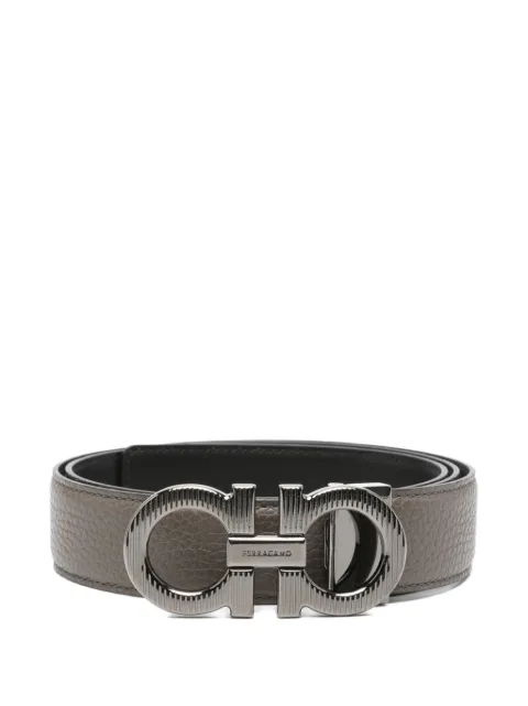 Ferragamo Gancini buckle leather belt Grey 786346
