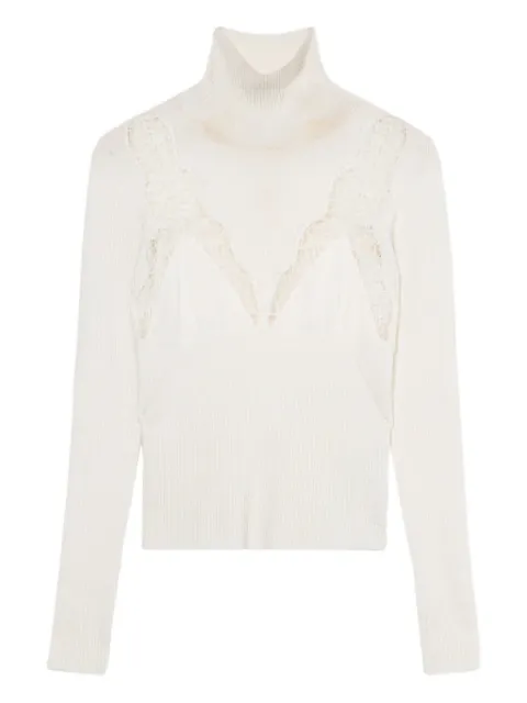 Blumarine lace-embroidered turtleneck jumper White 2M620A